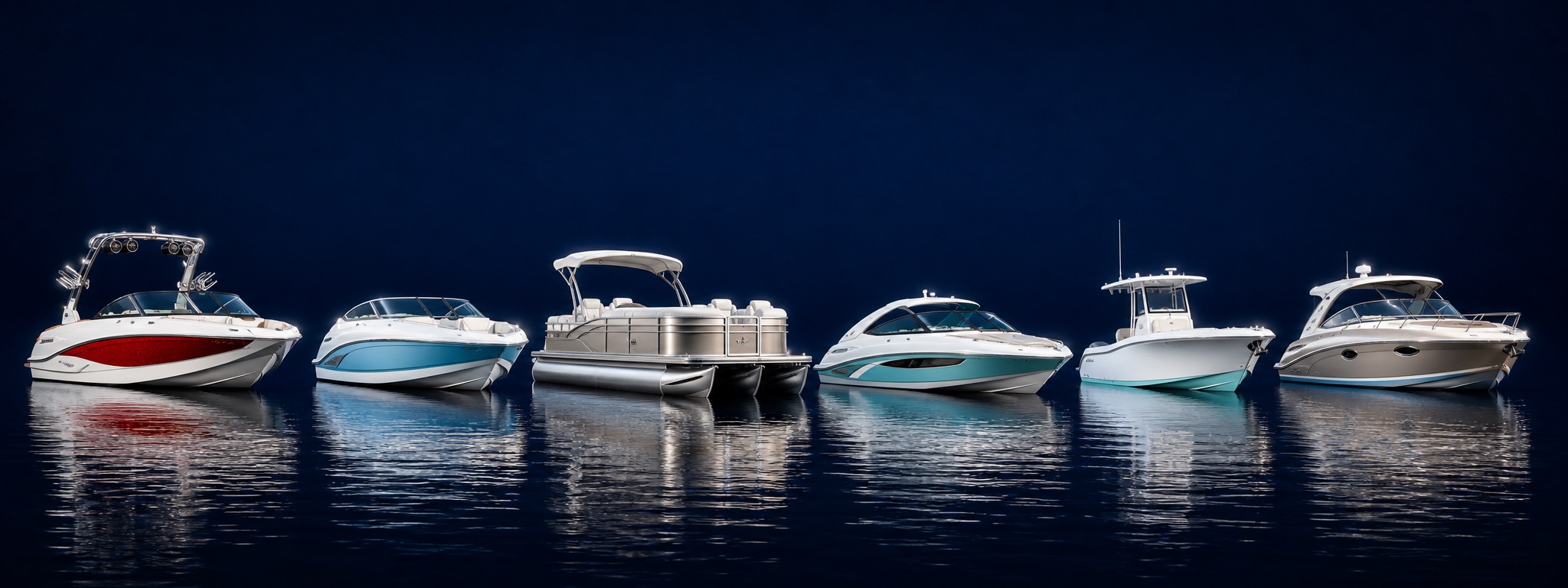 New boats lined up in the Catoosa showroom